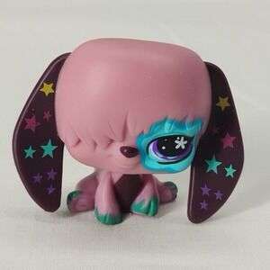 2007 Littlest Pet Shop Cocker Spaniel Dog Grooviest Pets Hasbro Pink Starry Eyed